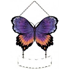 Joan Baker Designs Hand Painted Suncatcher-SFS2005-Purple/Orange Butterfly New    253799304552